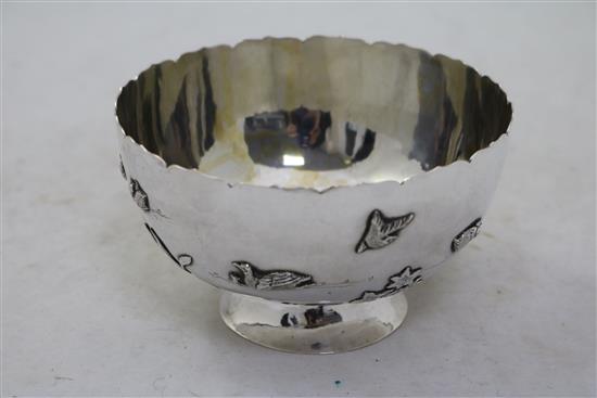 A Chinese silver bowl, by Kwan Wo, Canton or Hong Kong, early 20th century, diameter 13.3cm